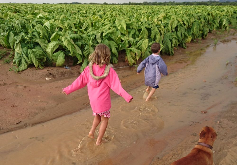 Join us. children running in puddles