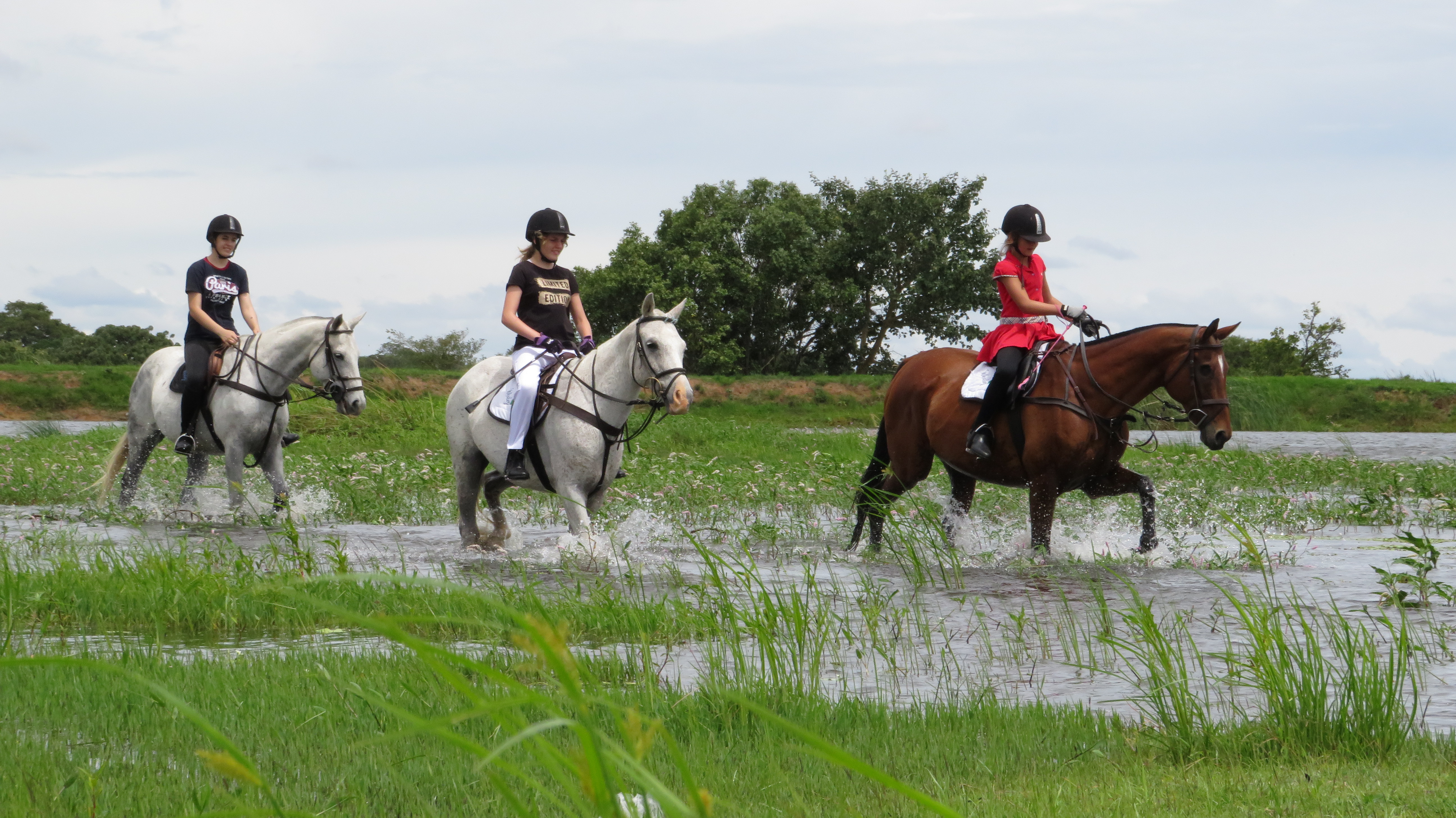 Homeschool kids riding on the farm.