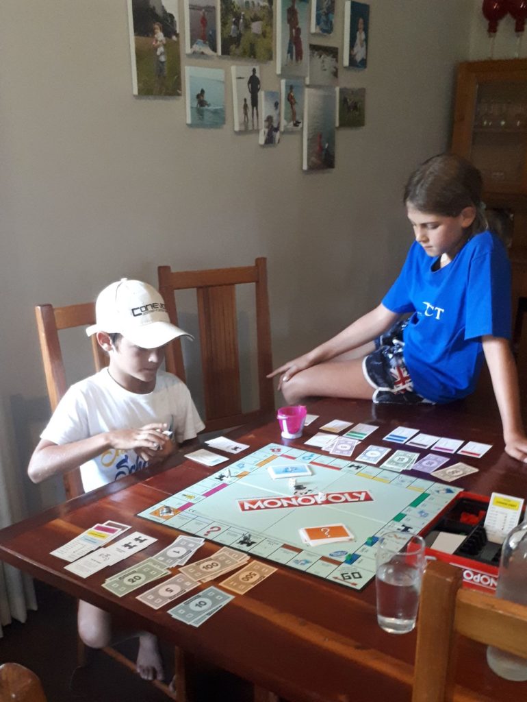 playing manopoly. 