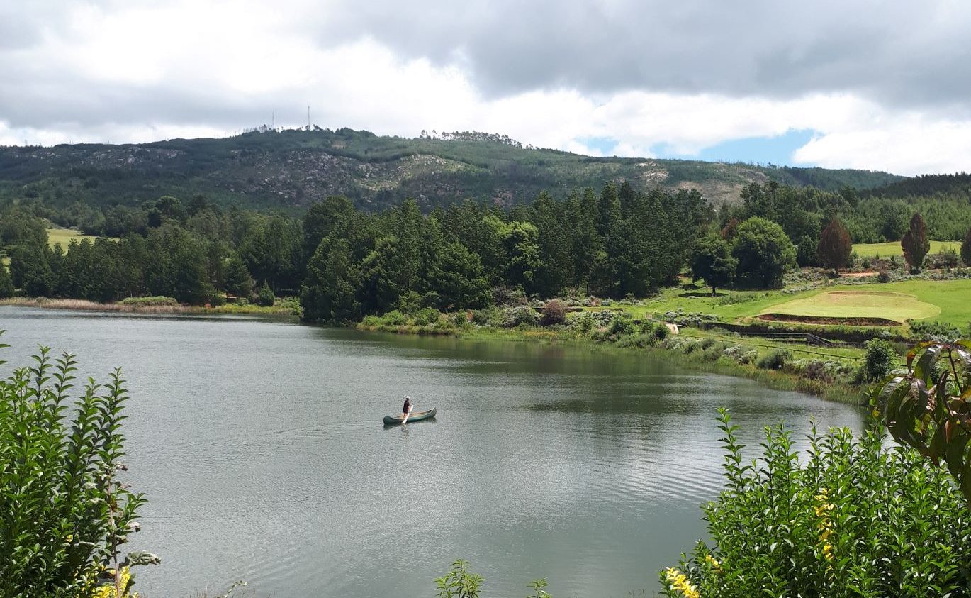 canoeing across the lake