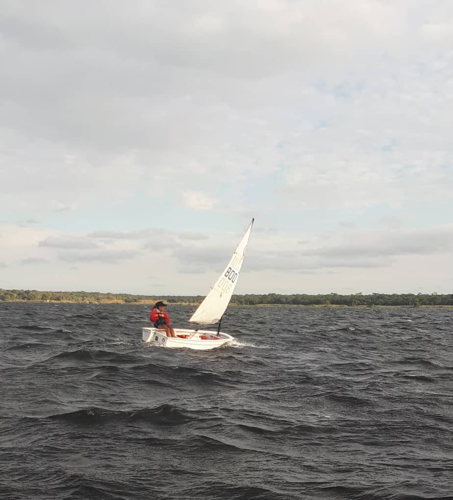 Sailing an Opie in strong winds. 