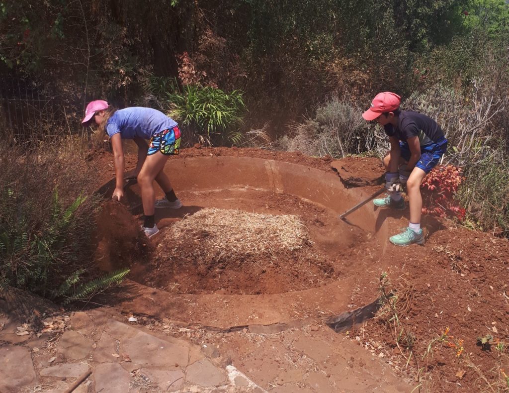 Children digging their pond out. 