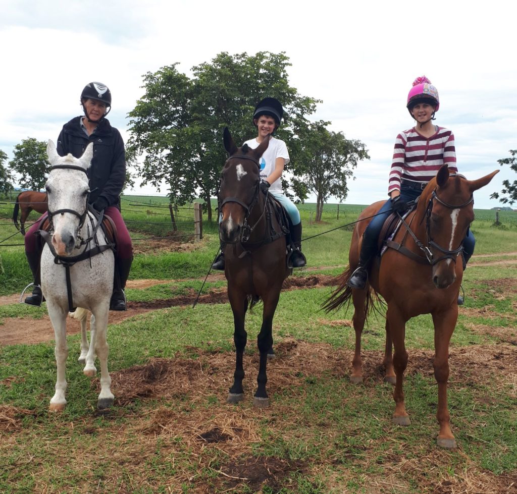 family off for an outride around the farm. 