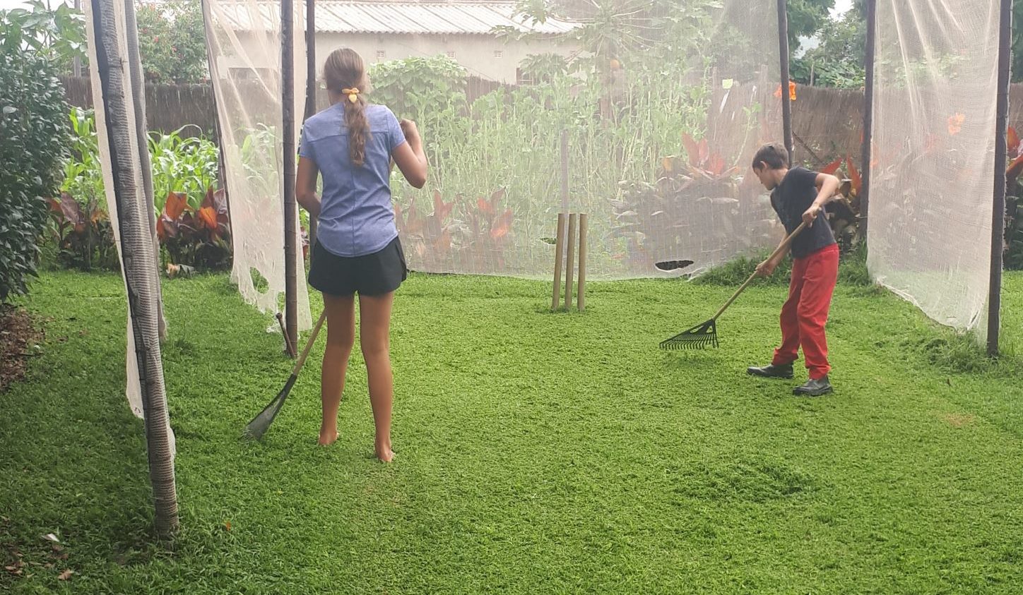 working in the garden.