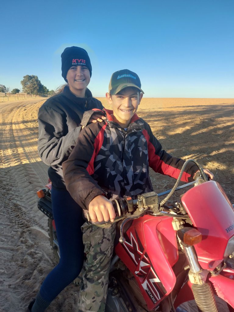 Our homeschooling adventures and actvities Kids on their motorbike.