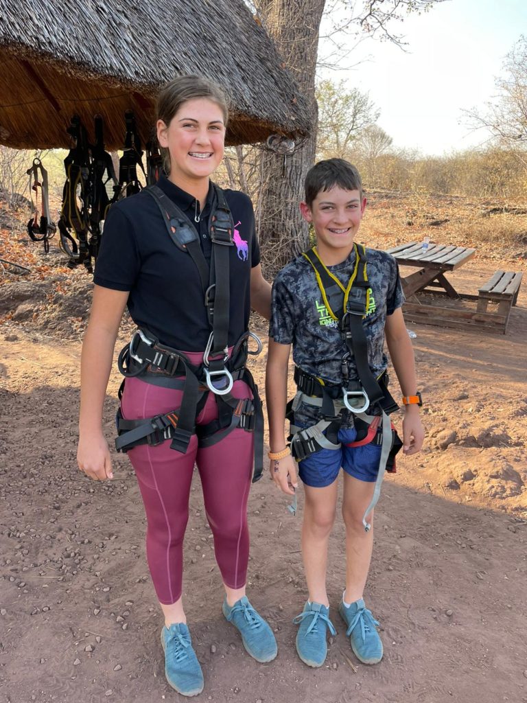 Paula Joy and Murray John ready at Victoria falls to Gorge Swing. 